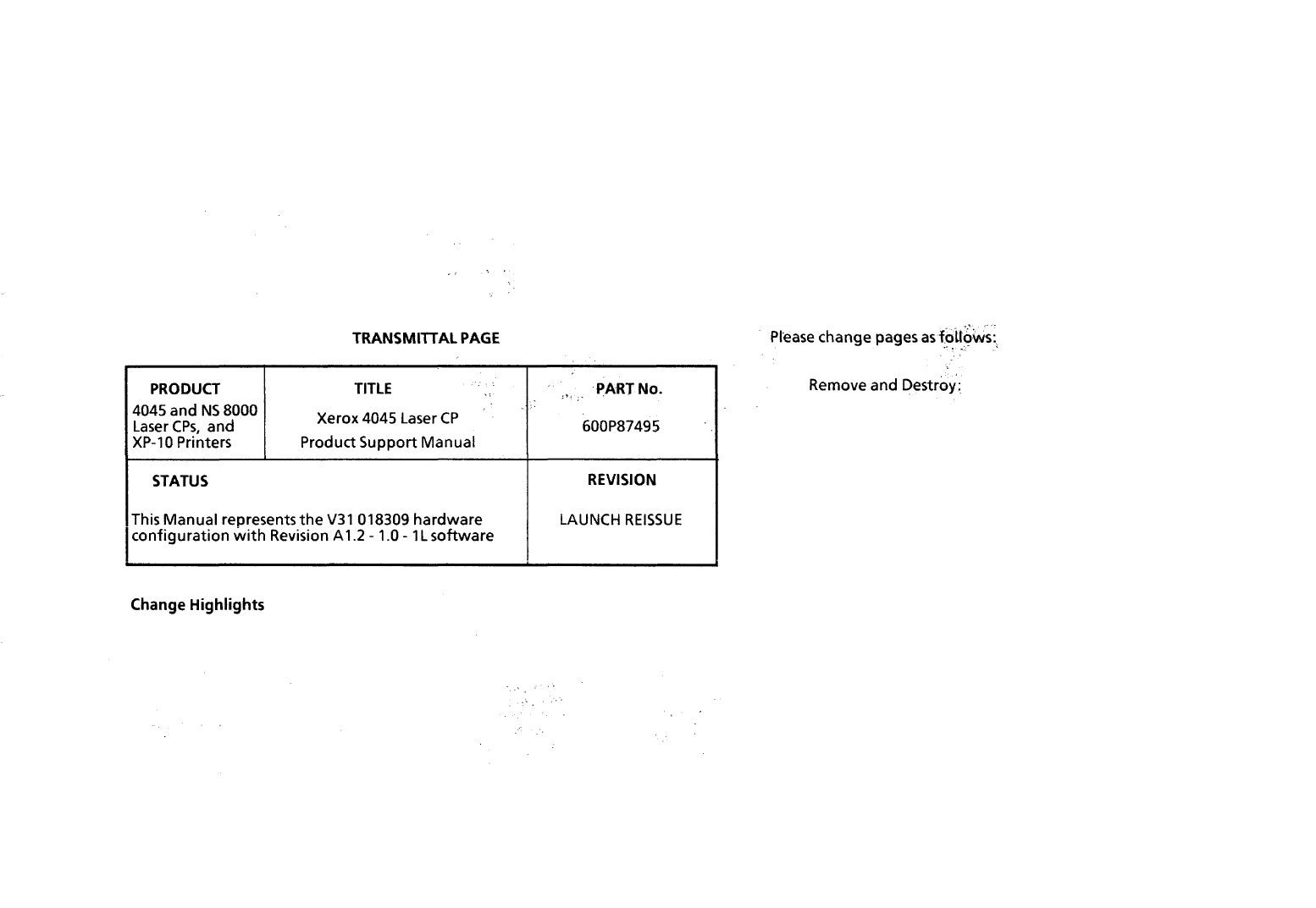 Xerox Printer 4045 Parts List and Service Manual-1